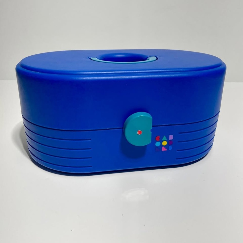 90s Vintage Caboodles 2615 Makeup Organizer Case Blue Teal Retro Vanity Box USA